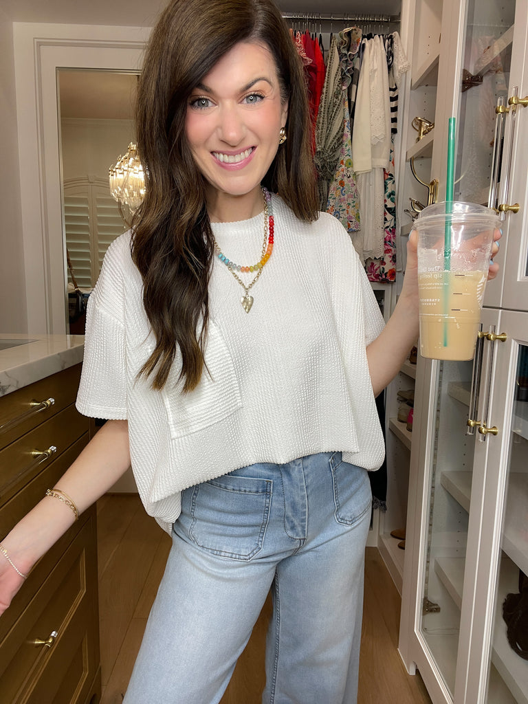 *BELLES & DOORBUSTER* Easy Does It Ribbed Tee in White *Final Sale*