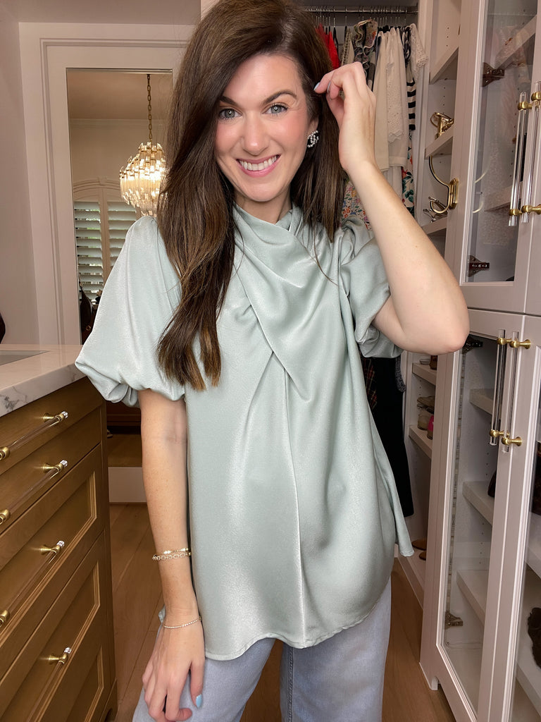 Wrapped Up in You Top in Sage