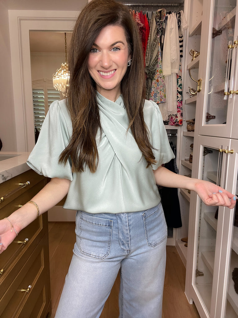 Wrapped Up in You Top in Sage