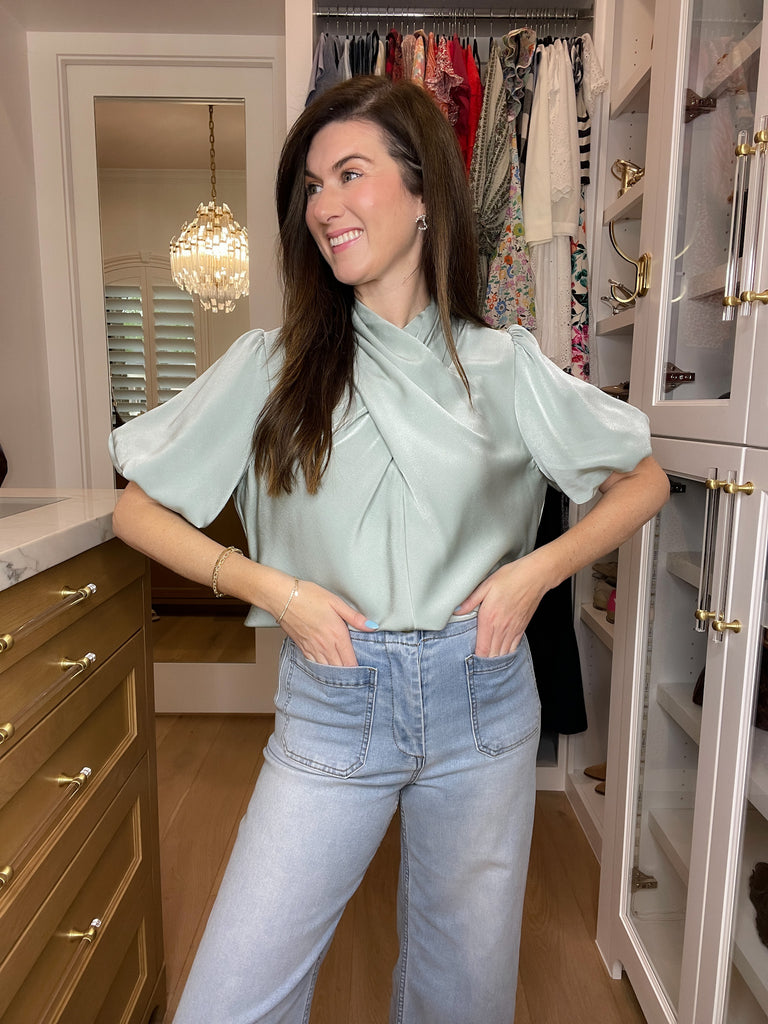 Wrapped Up in You Top in Sage