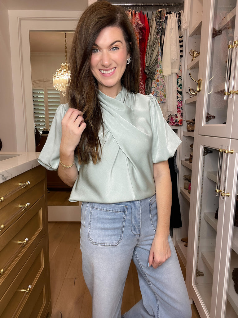 Wrapped Up in You Top in Sage