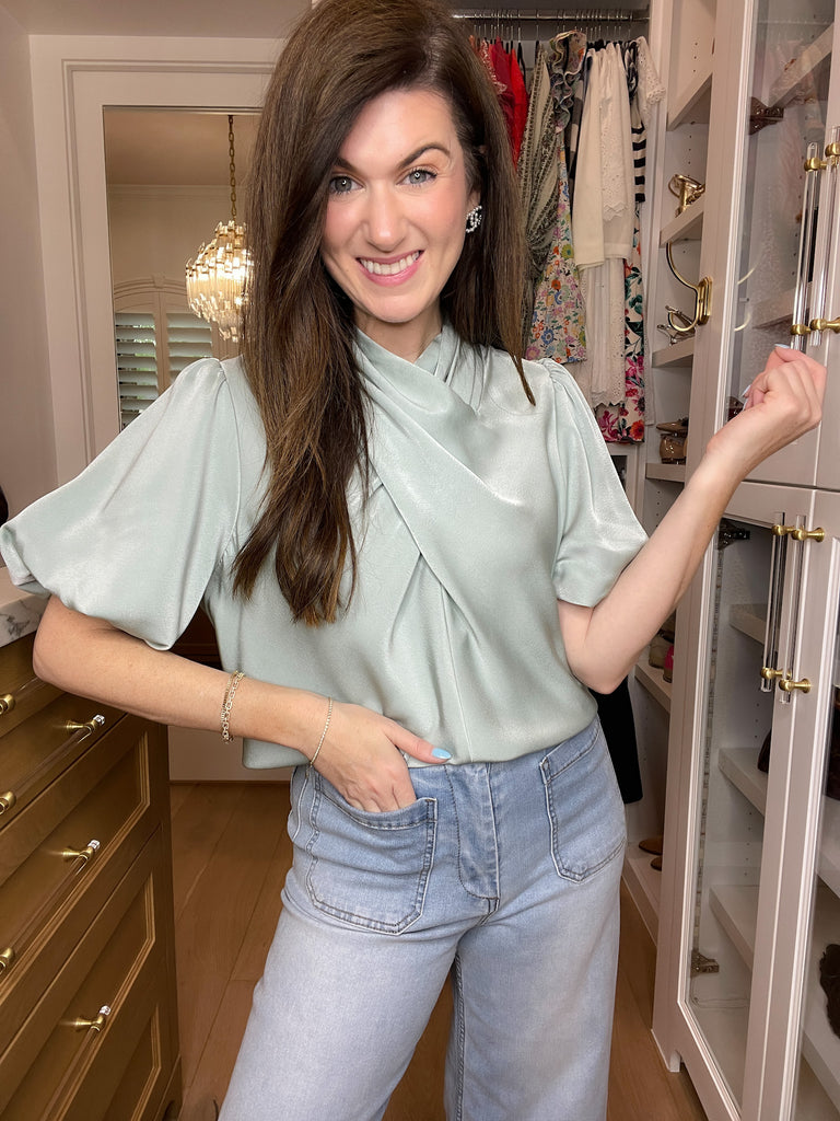 Wrapped Up in You Top in Sage