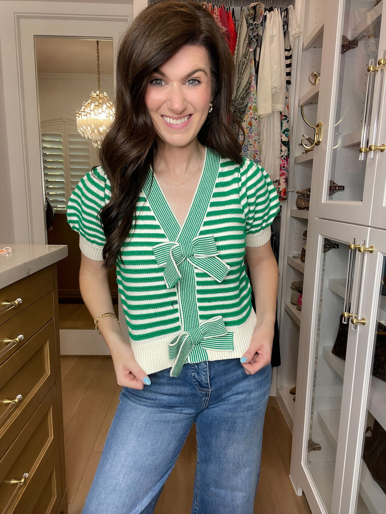 Twice as Lovely Button Sweater in Green