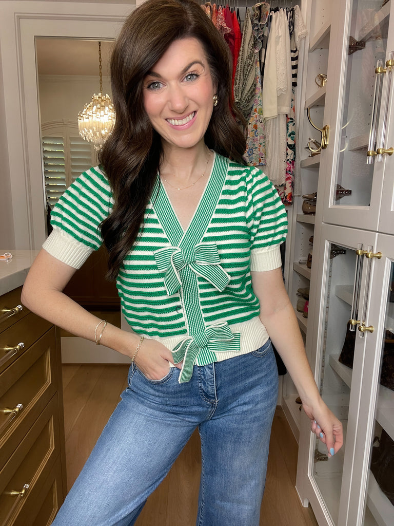 Twice as Lovely Button Sweater in Green