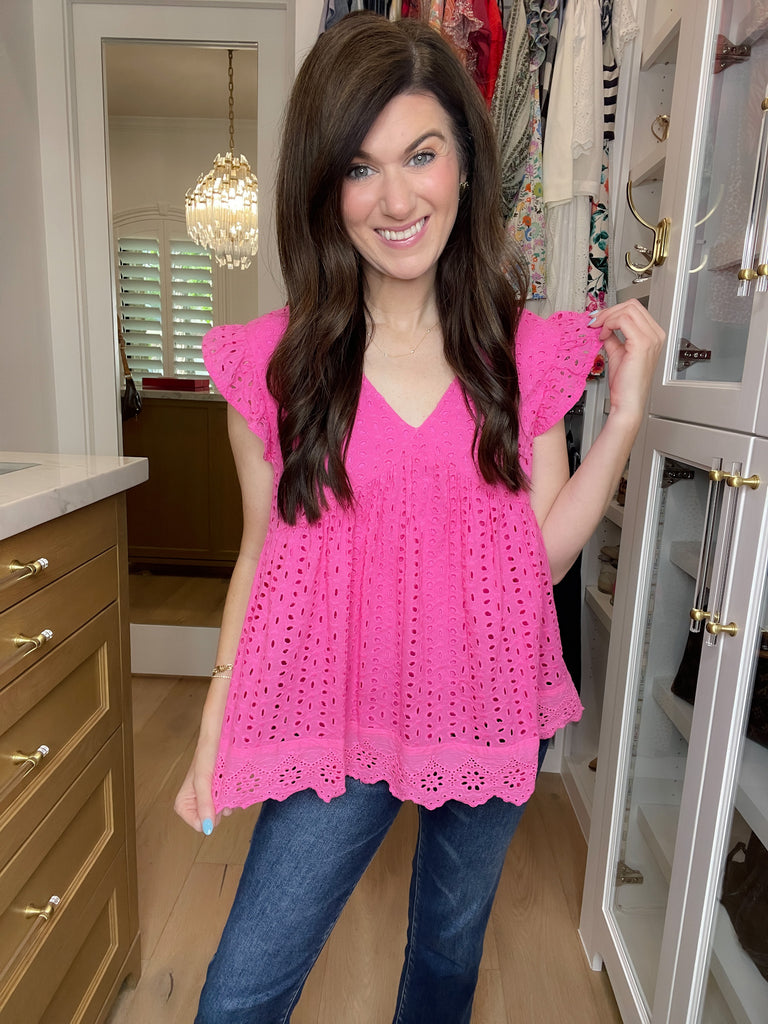 Bright on Time Top in Hot Pink