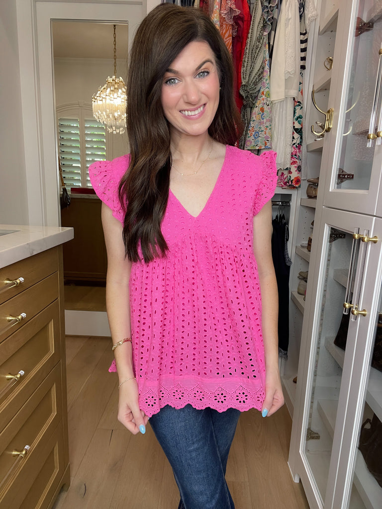 Bright on Time Top in Hot Pink