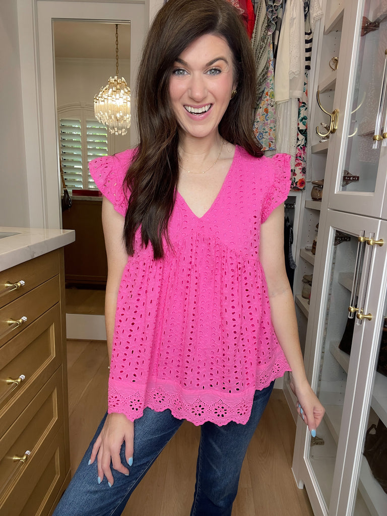 Bright on Time Top in Hot Pink