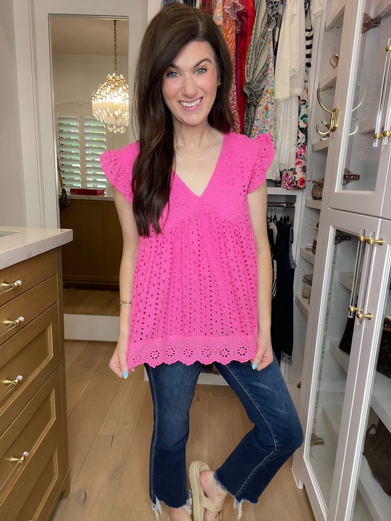 Bright on Time Top in Hot Pink