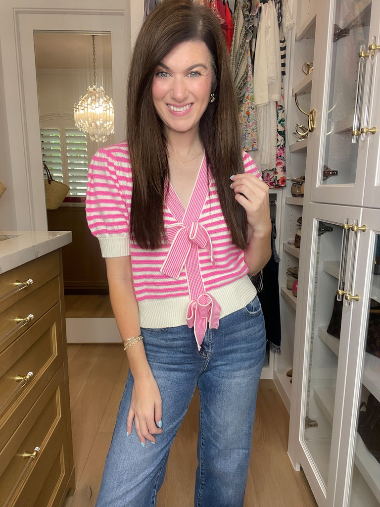 Twice as Lovely Button Sweater in Pink