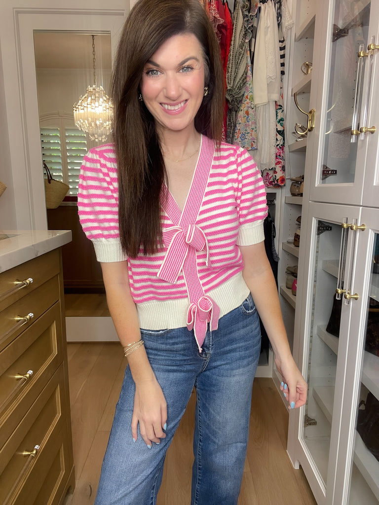 Twice as Lovely Button Sweater in Pink