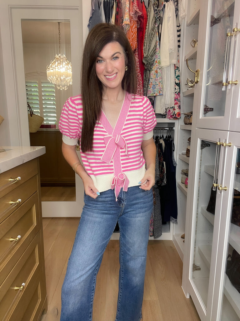 Twice as Lovely Button Sweater in Pink