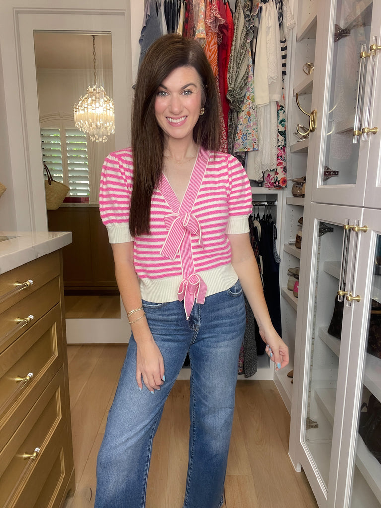 Twice as Lovely Button Sweater in Pink