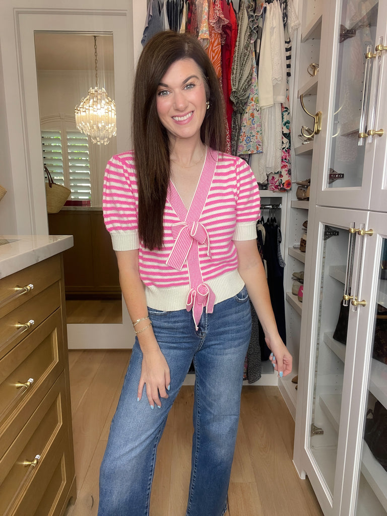 Twice as Lovely Button Sweater in Pink