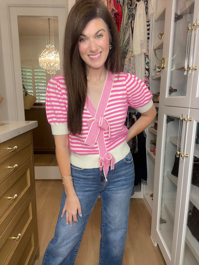 Twice as Lovely Button Sweater in Pink