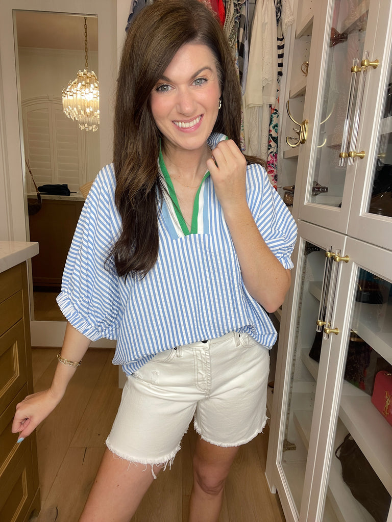 Ocean Escape Striped Top in Blue