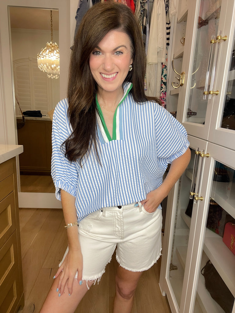 Ocean Escape Striped Top in Blue