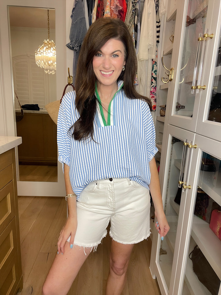 Ocean Escape Striped Top in Blue