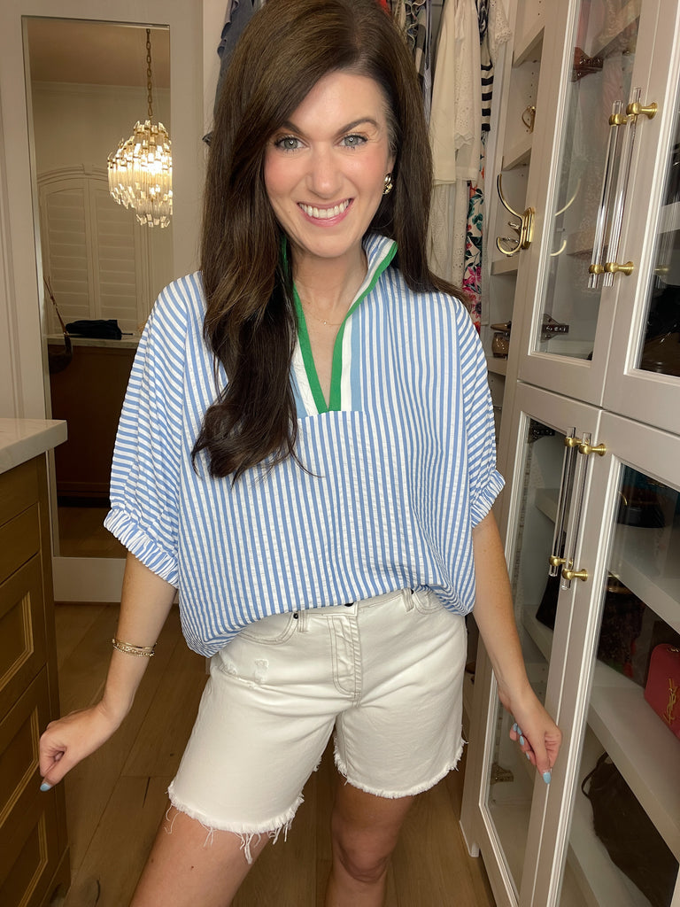 Ocean Escape Striped Top in Blue