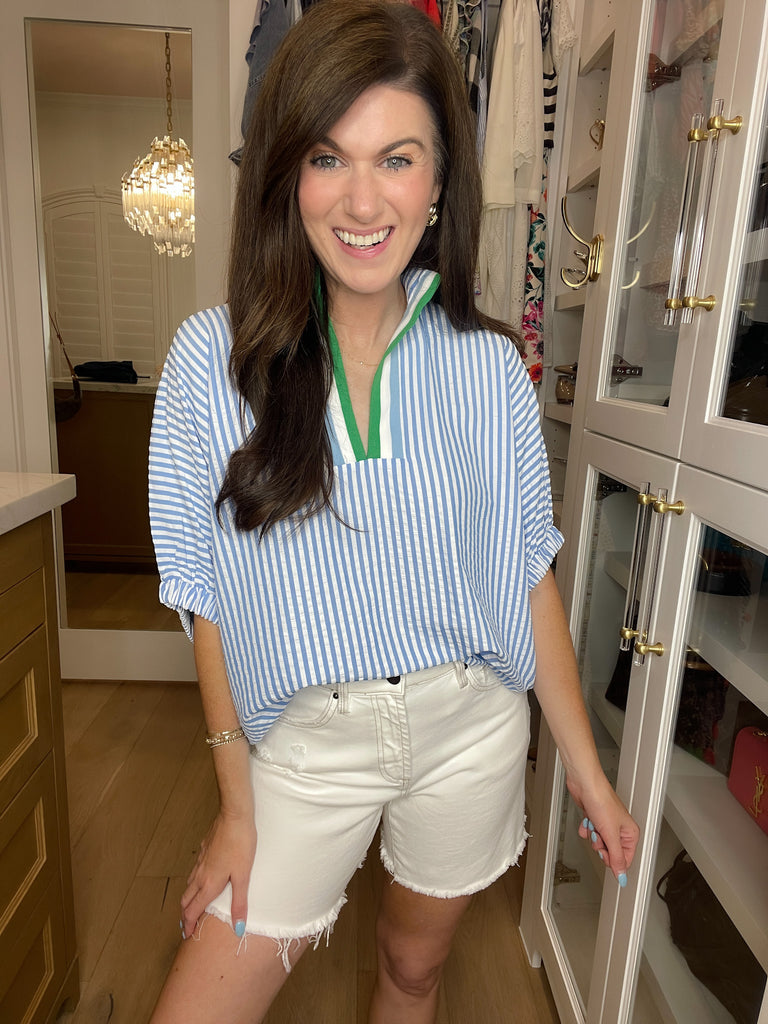 Ocean Escape Striped Top in Blue