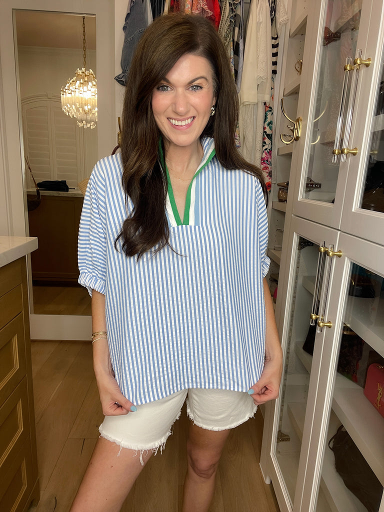 Ocean Escape Striped Top in Blue