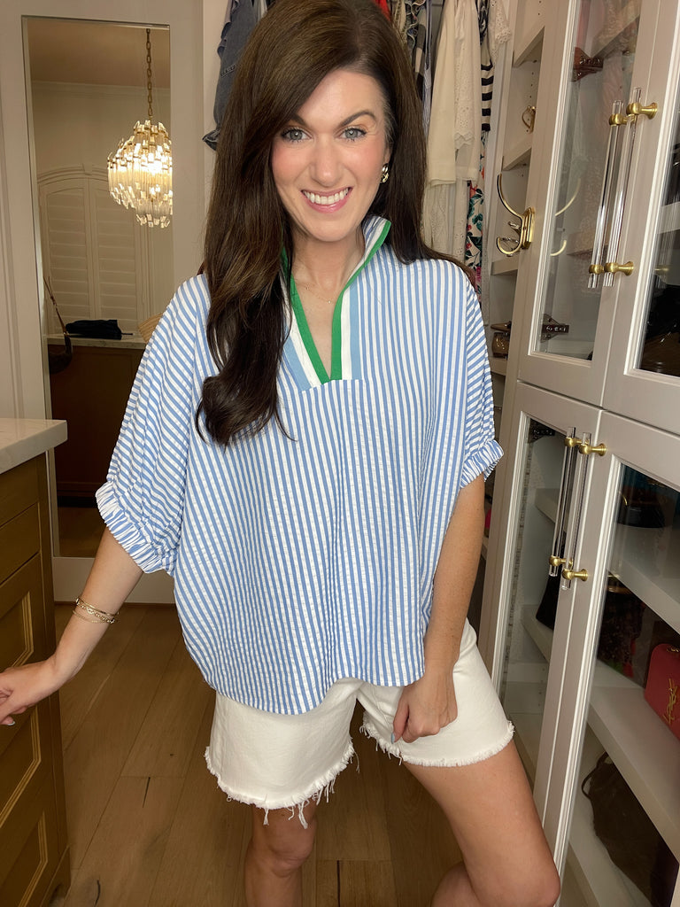 Ocean Escape Striped Top in Blue