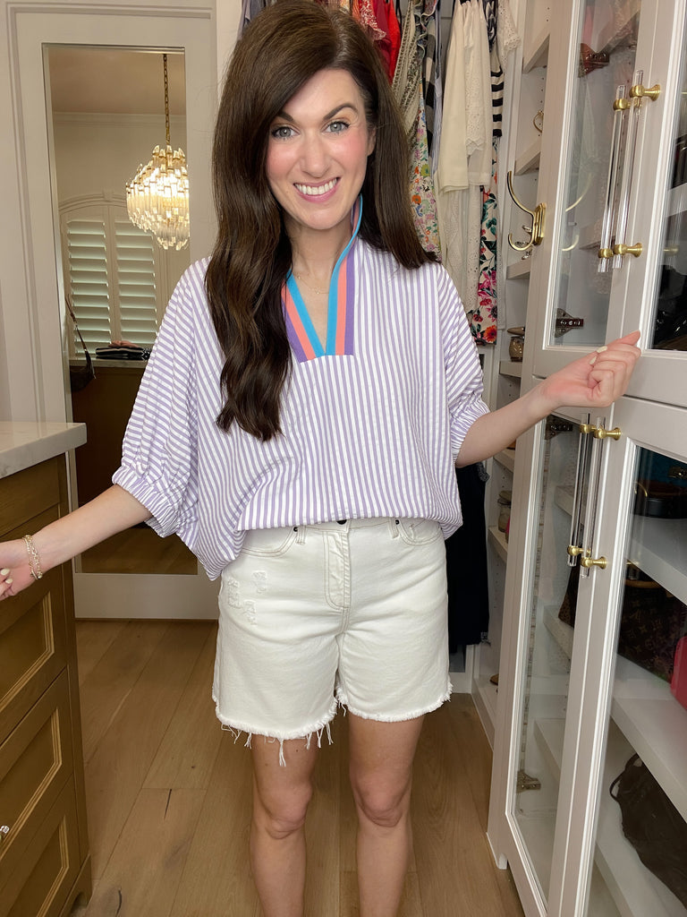 Ocean Escape Striped Top in Lavender