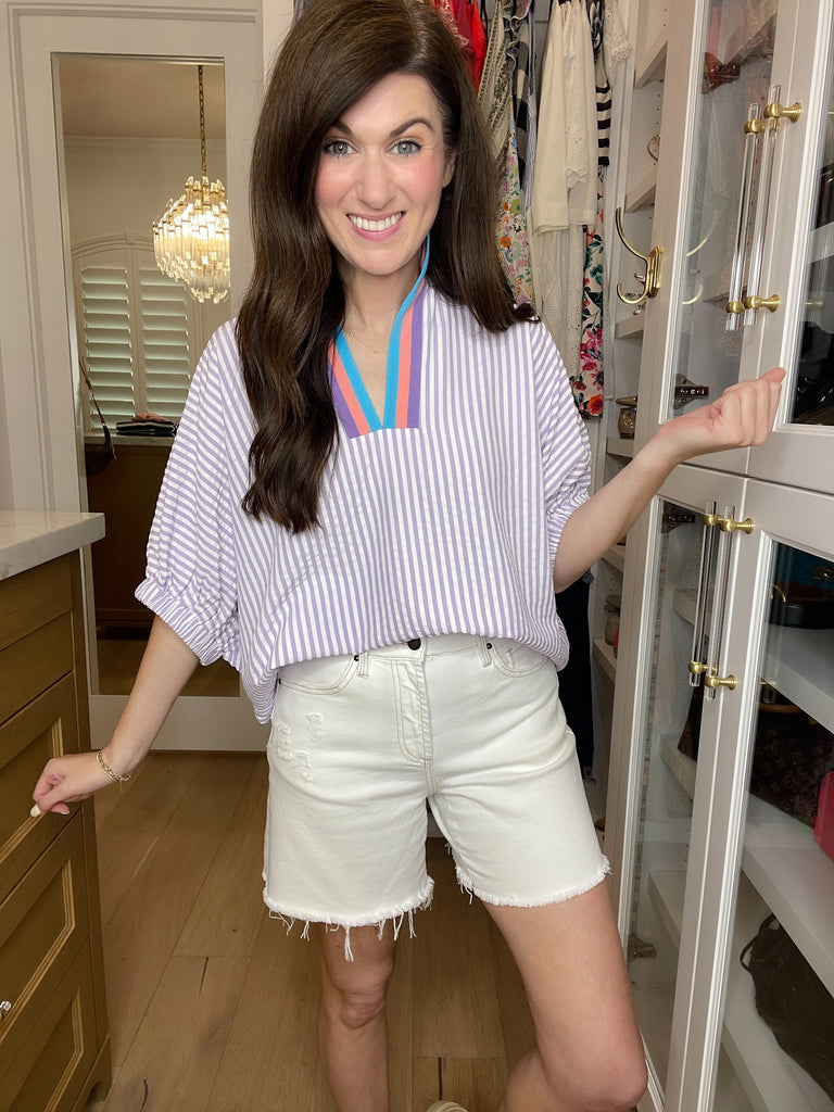 Ocean Escape Striped Top in Lavender