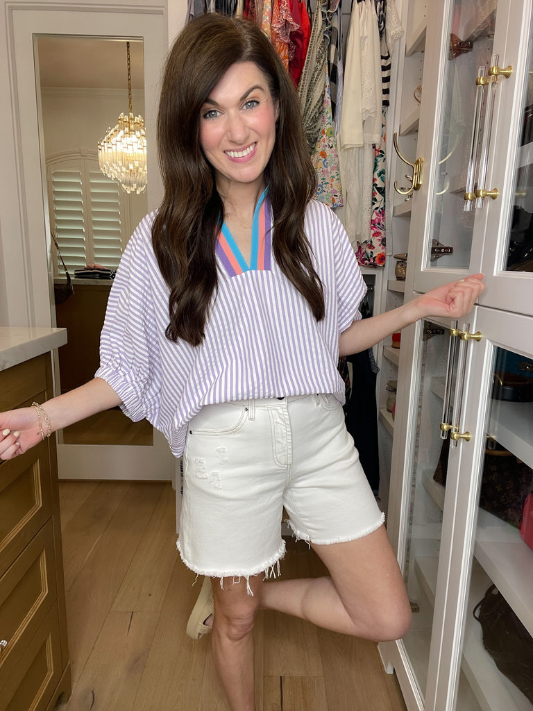 Ocean Escape Striped Top in Lavender