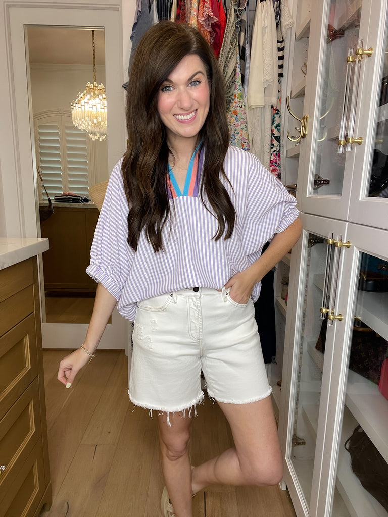 Ocean Escape Striped Top in Lavender