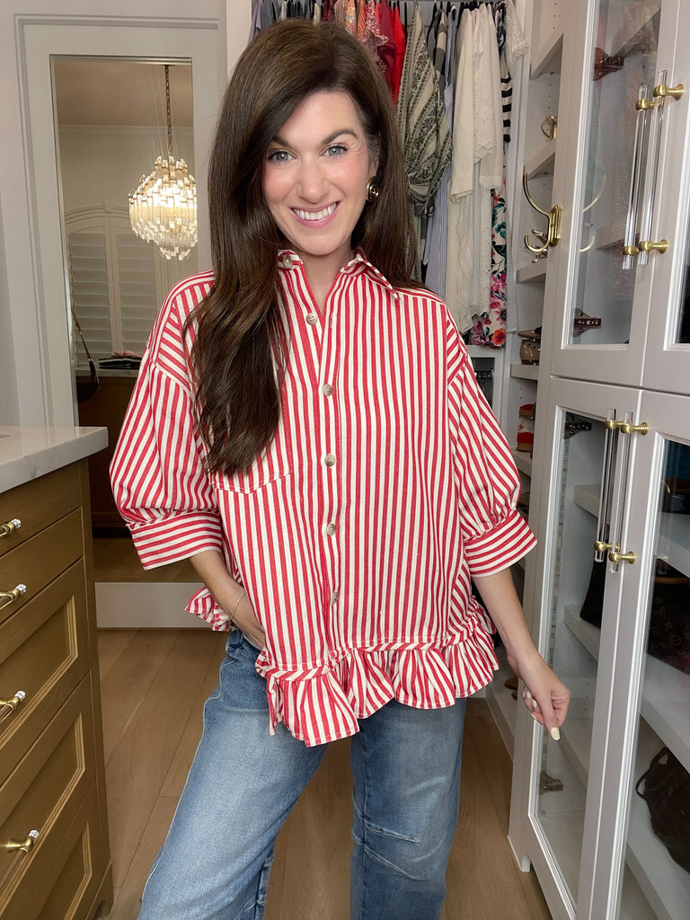 Sugar Stripe Ruffle Top