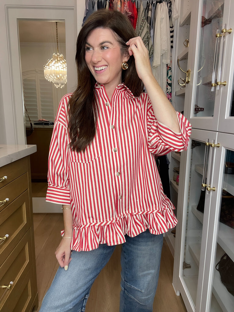 Sugar Stripe Ruffle Top