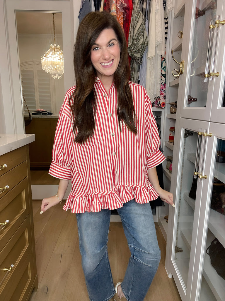 Sugar Stripe Ruffle Top