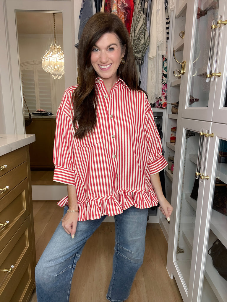 Sugar Stripe Ruffle Top