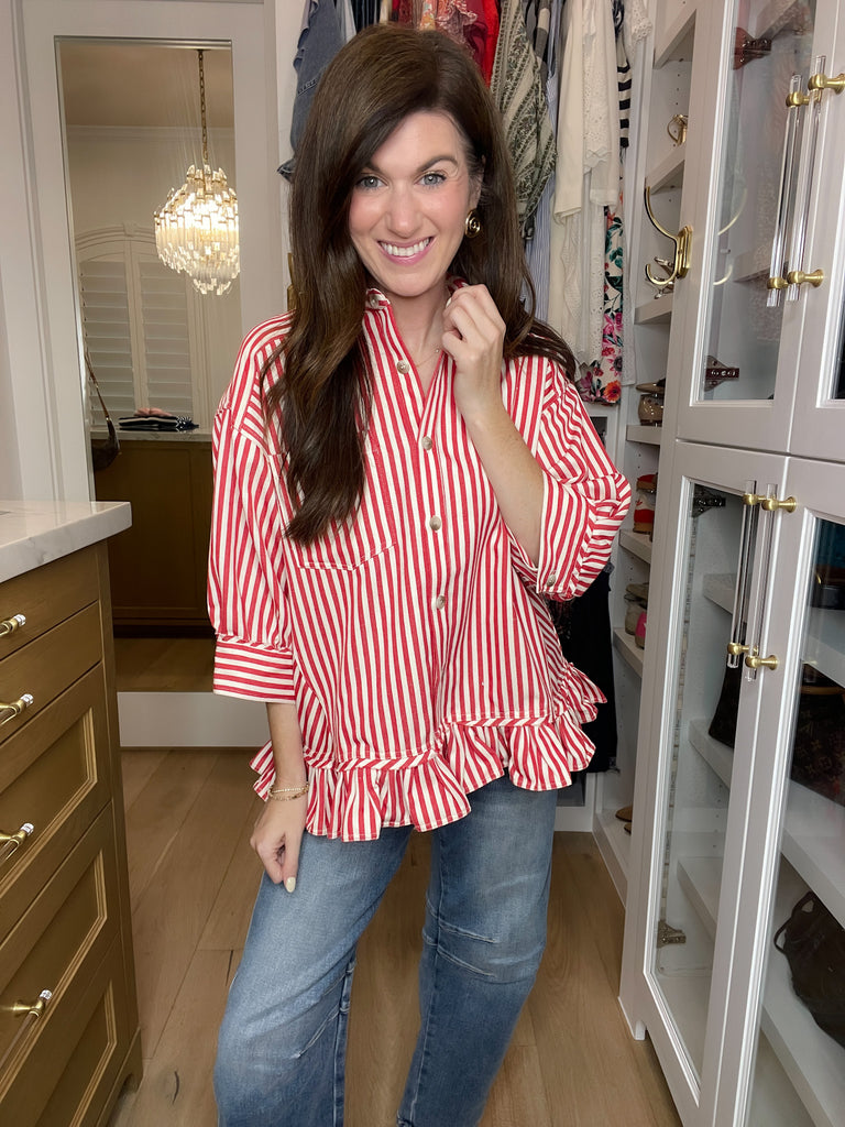 Sugar Stripe Ruffle Top
