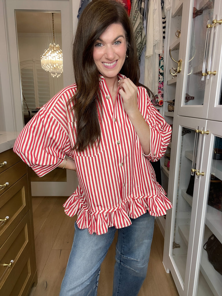 Sugar Stripe Ruffle Top