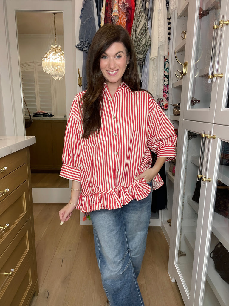 Sugar Stripe Ruffle Top