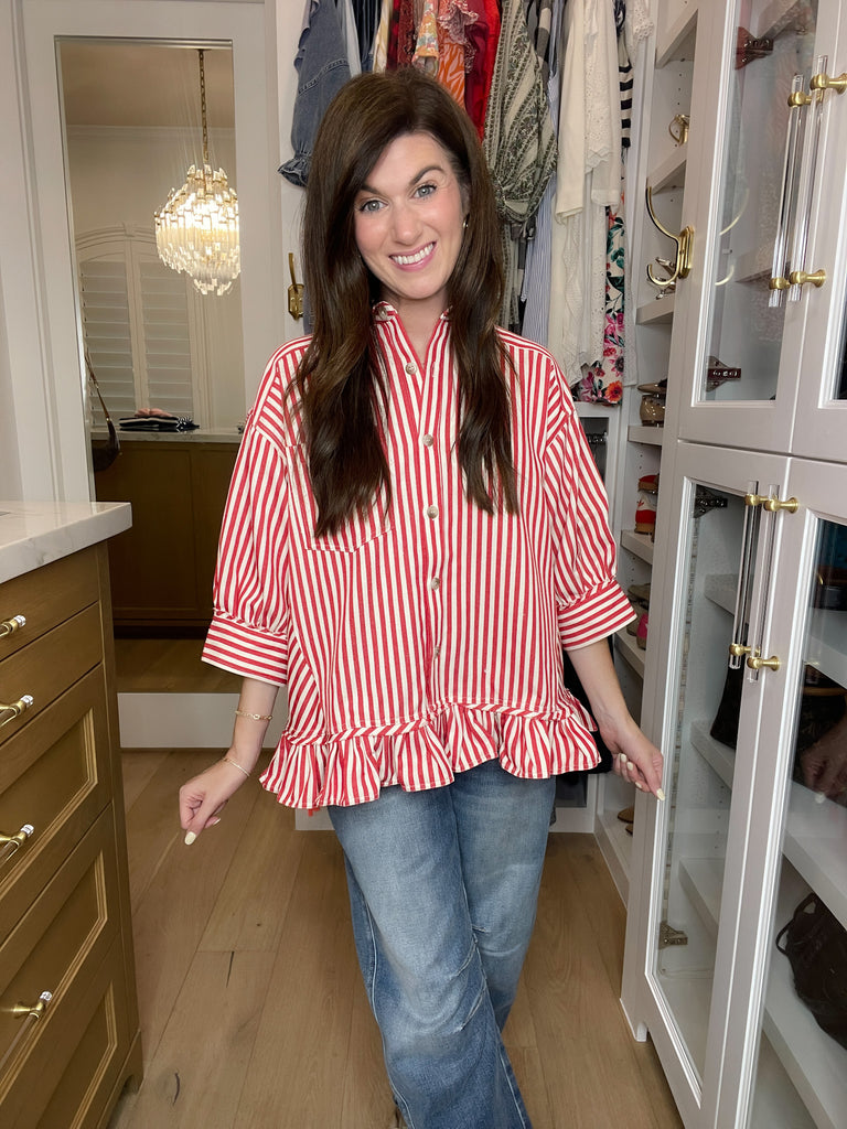 Sugar Stripe Ruffle Top