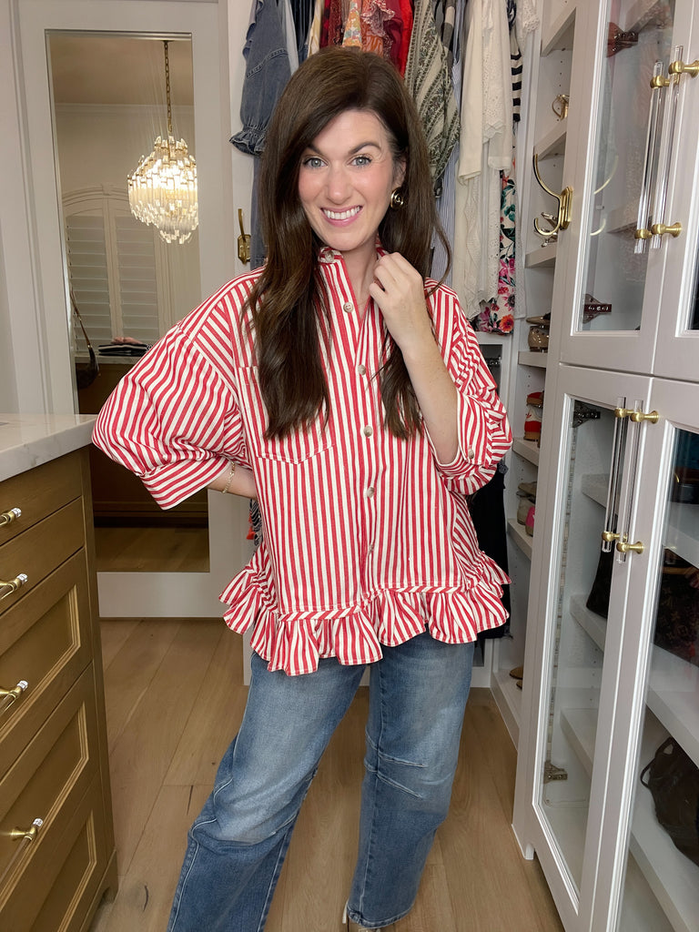 Sugar Stripe Ruffle Top
