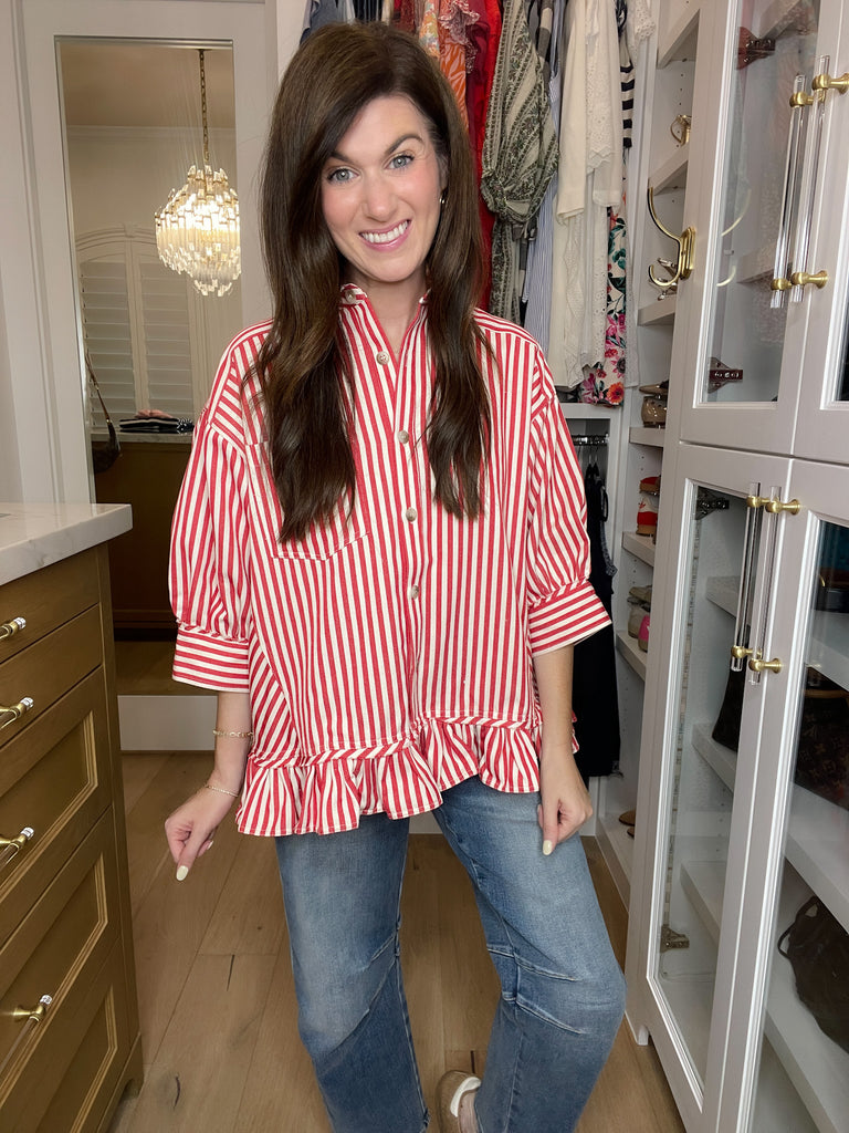Sugar Stripe Ruffle Top