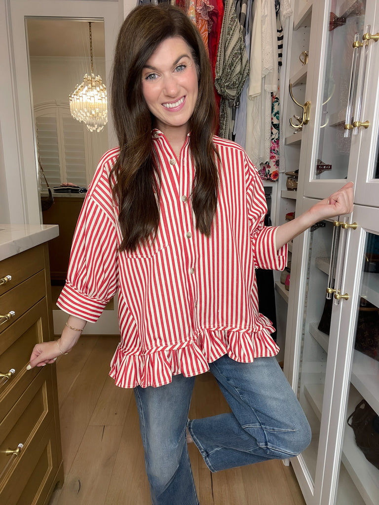 Sugar Stripe Ruffle Top
