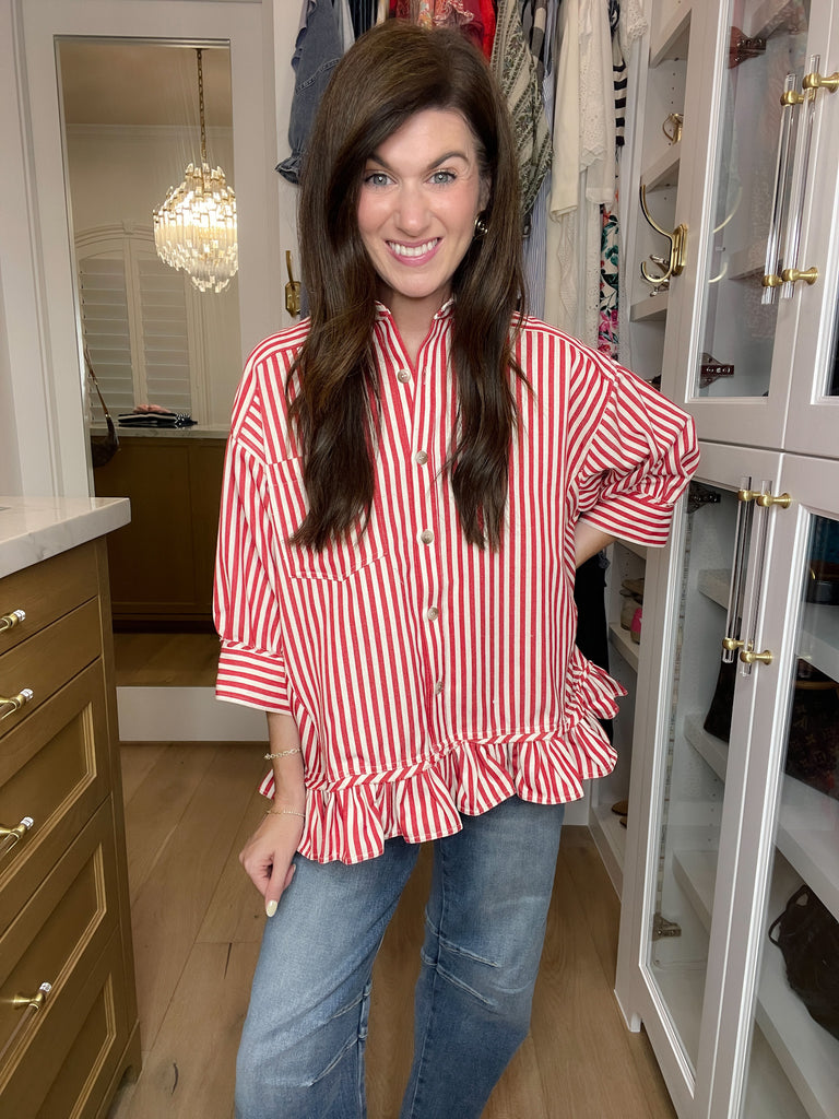 Sugar Stripe Ruffle Top