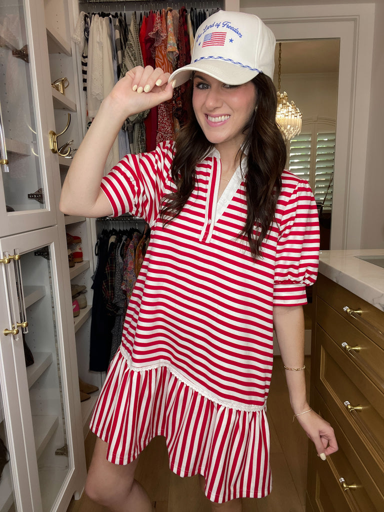 The Land Of Freedom Flag Embroidered Trucker Hat *Final Sale*