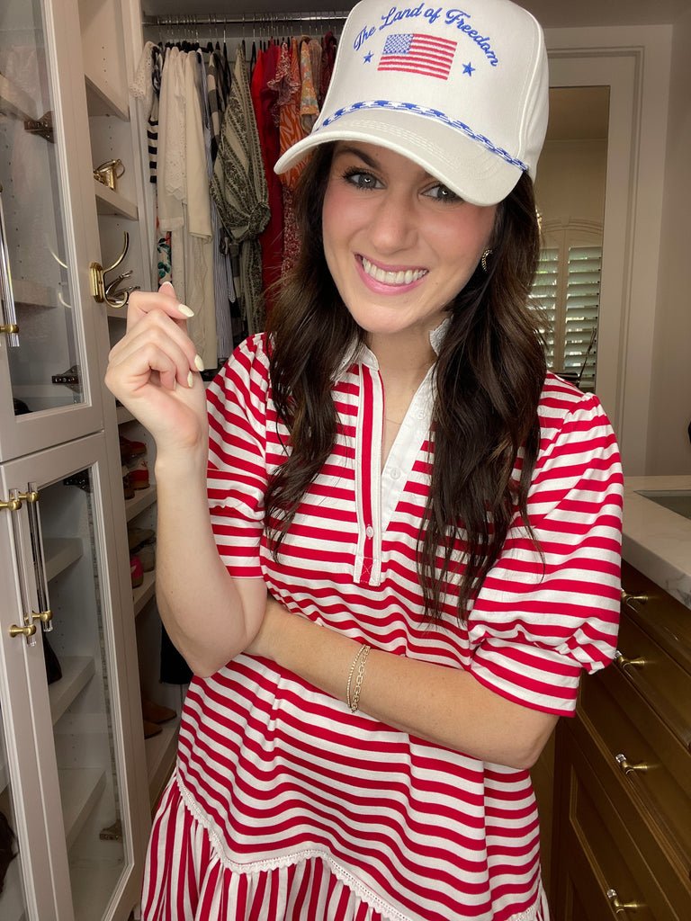 The Land Of Freedom Flag Embroidered Trucker Hat *Final Sale*