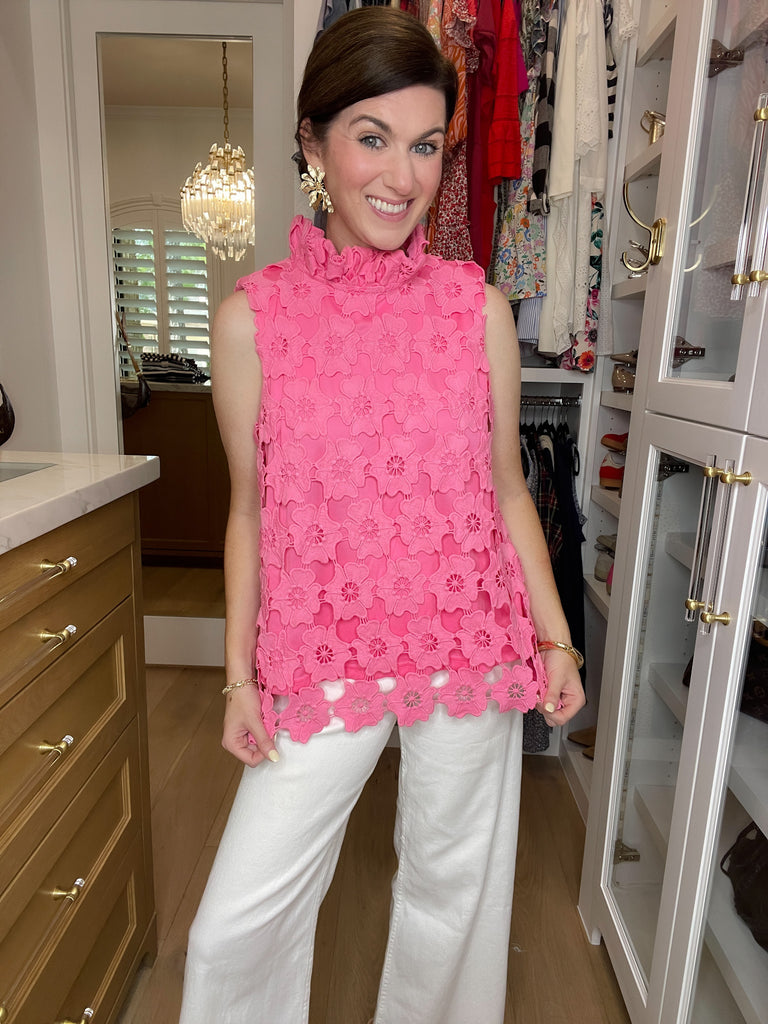 Tale as Old as Time Lace Tank in Pink