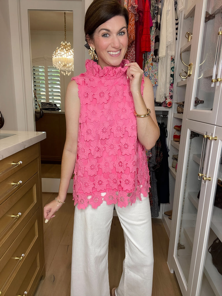 Tale as Old as Time Lace Tank in Pink