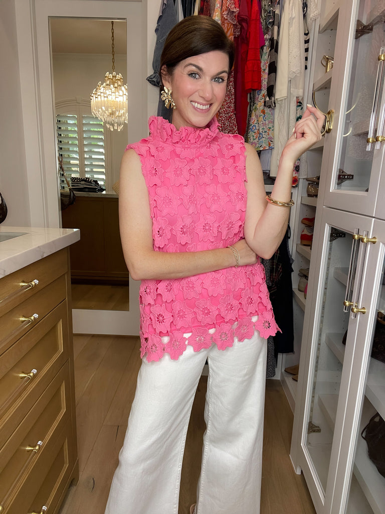 Tale as Old as Time Lace Tank in Pink