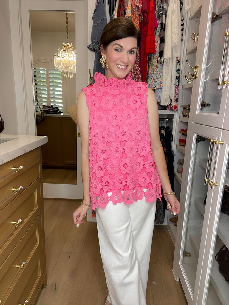 Tale as Old as Time Lace Tank in Pink