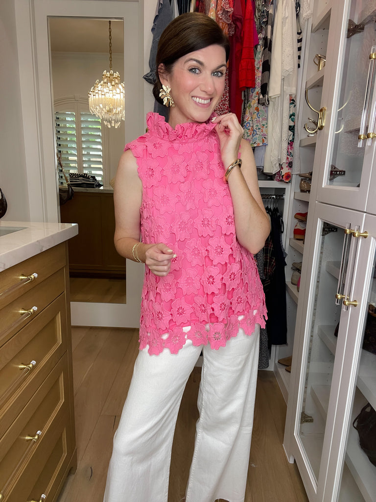 Tale as Old as Time Lace Tank in Pink