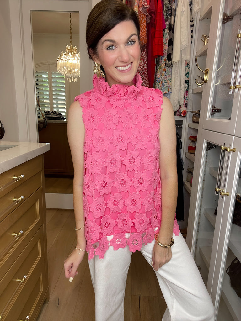 Tale as Old as Time Lace Tank in Pink