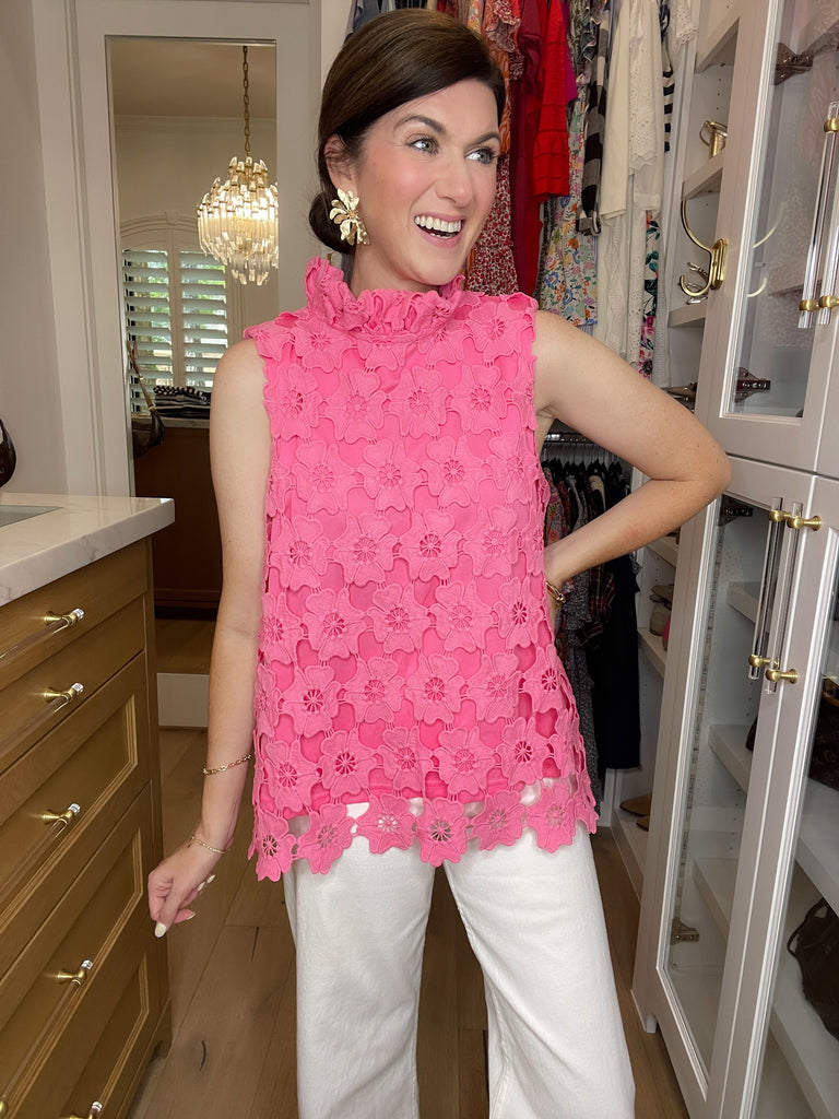 Tale as Old as Time Lace Tank in Pink